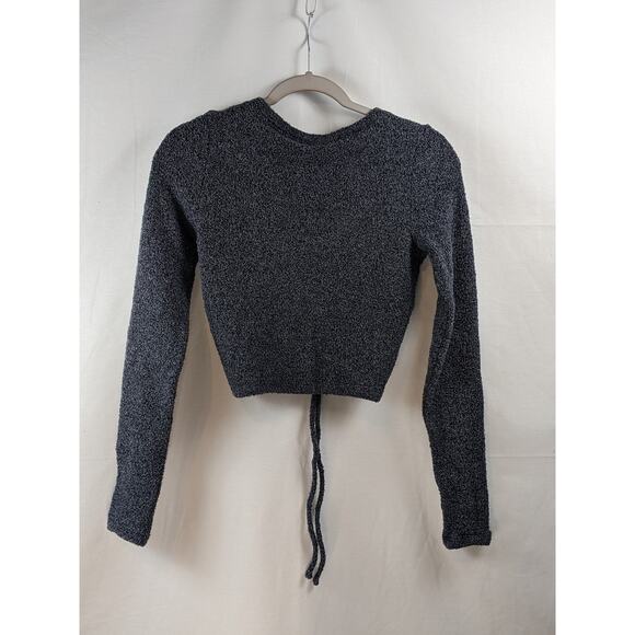 Fitted Ruched Front Sweater Wild Fable S Black Gray Knit Long‎ Sleeve V Neck Tee - Picture 7 of 7